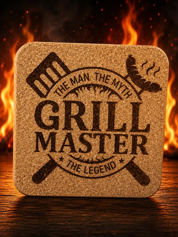 Korkuntersetzer mit Grill-Master-Motiv